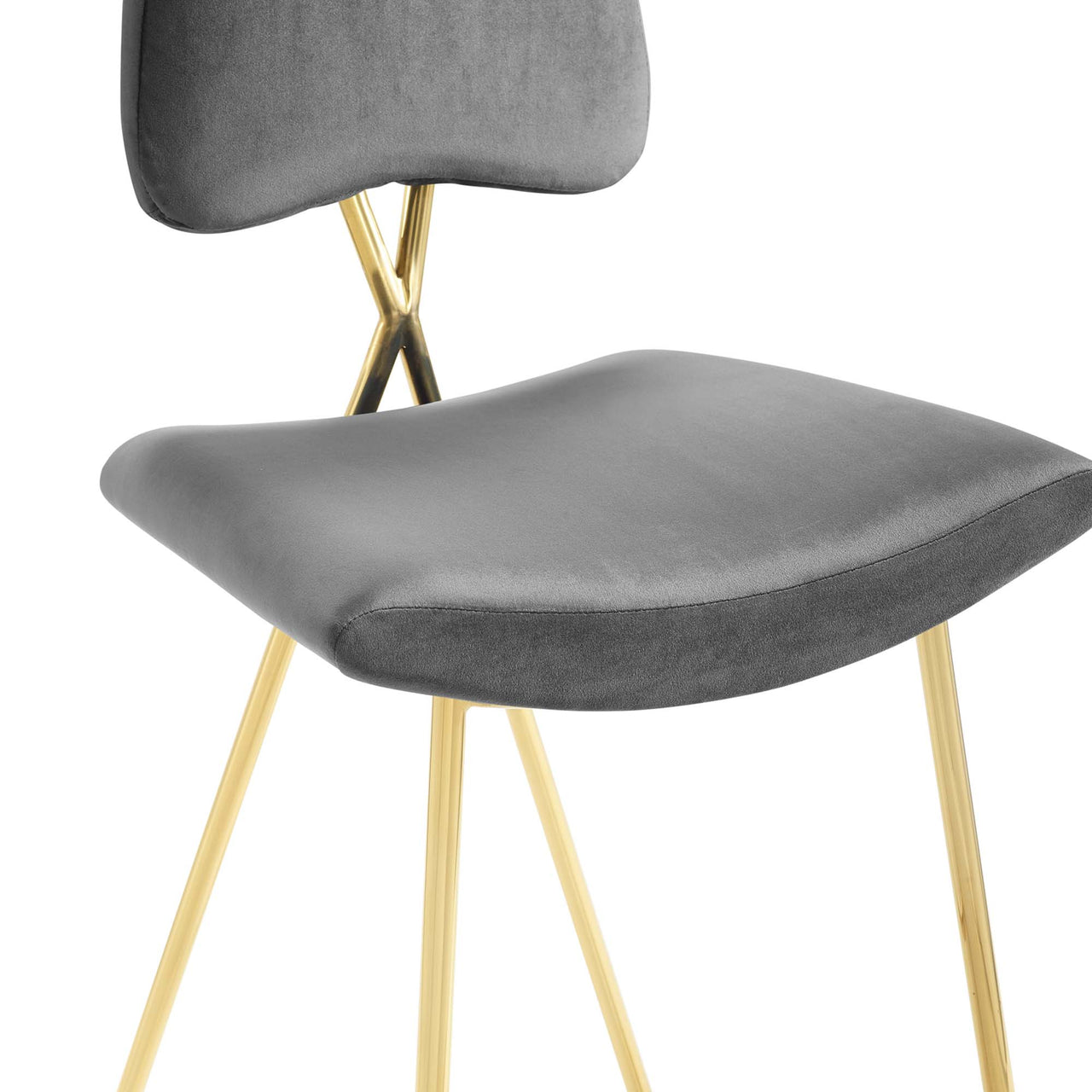 Direction Velvet Bar Stool Set of 2, Gray