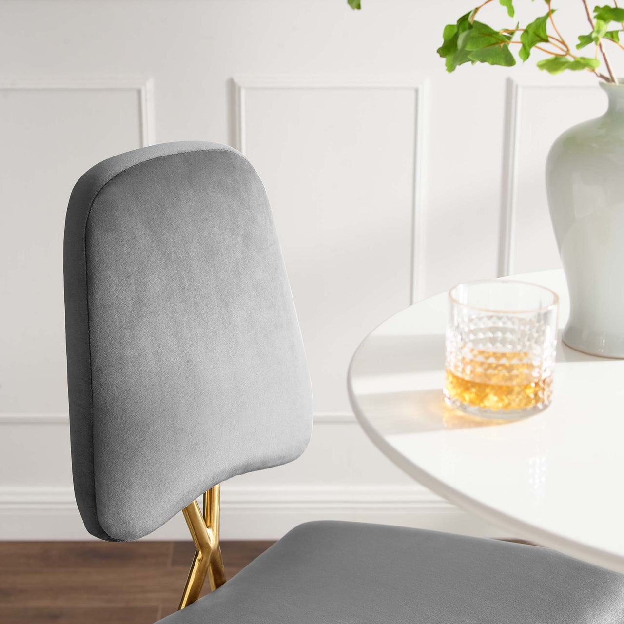 Direction Velvet Bar Stool Set of 2, Gray