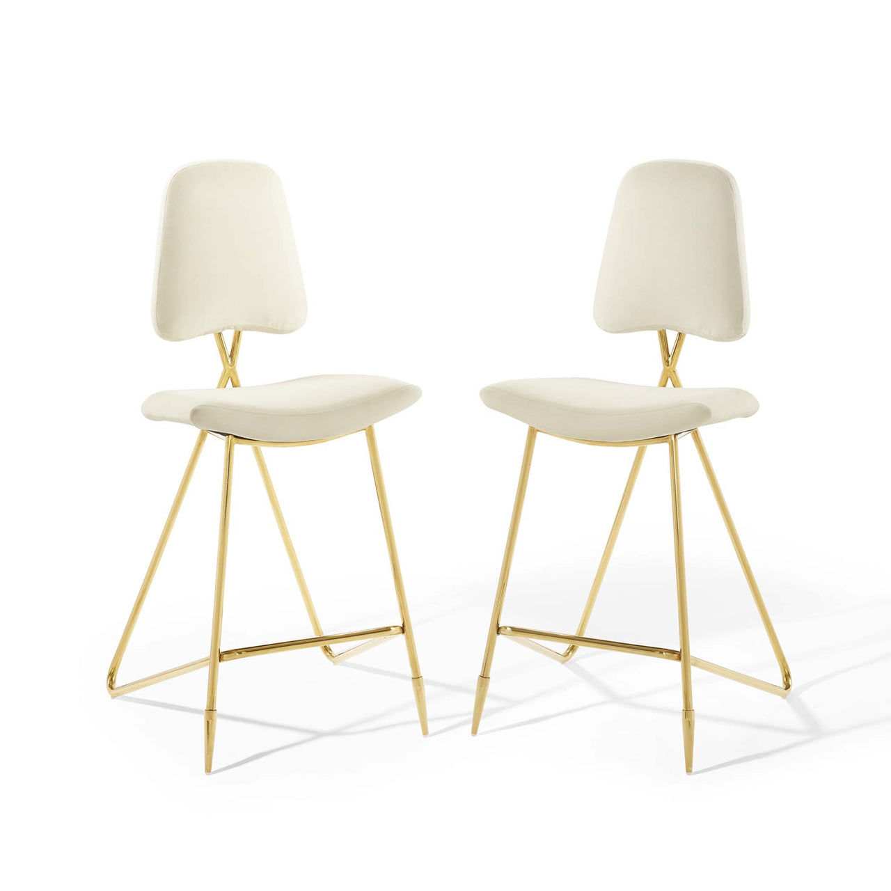Direction Velvet Bar Stool Set of 2, Ivory