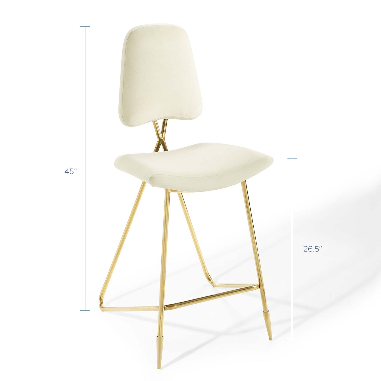 Direction Velvet Bar Stool Set of 2, Ivory