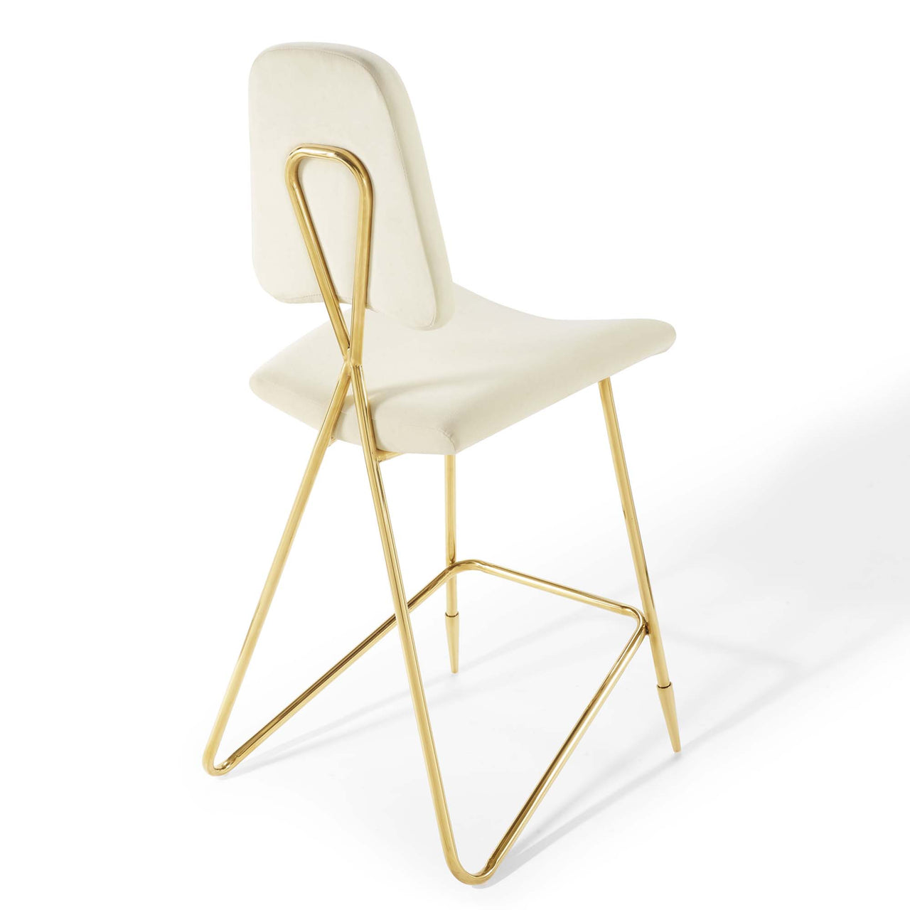 Direction Velvet Bar Stool Set of 2, Ivory