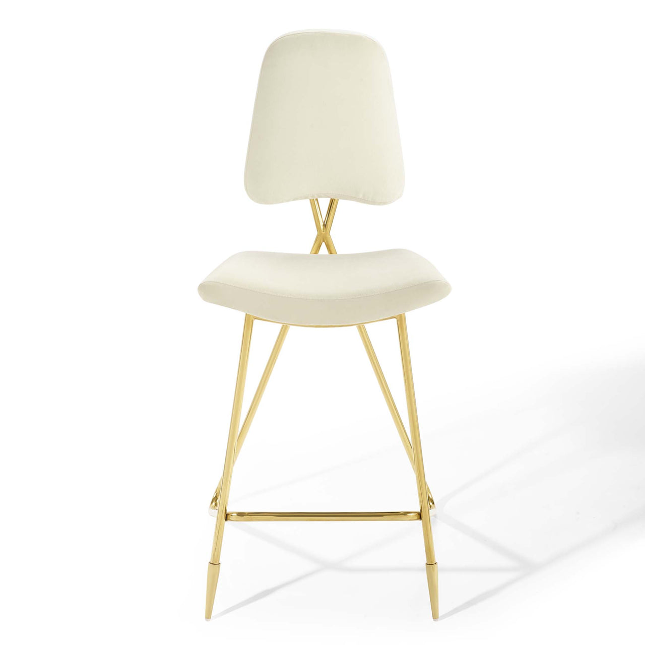 Direction Velvet Bar Stool Set of 2, Ivory