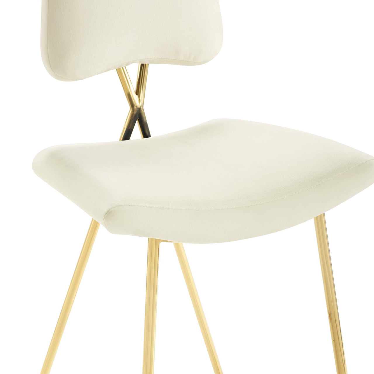 Direction Velvet Bar Stool Set of 2, Ivory