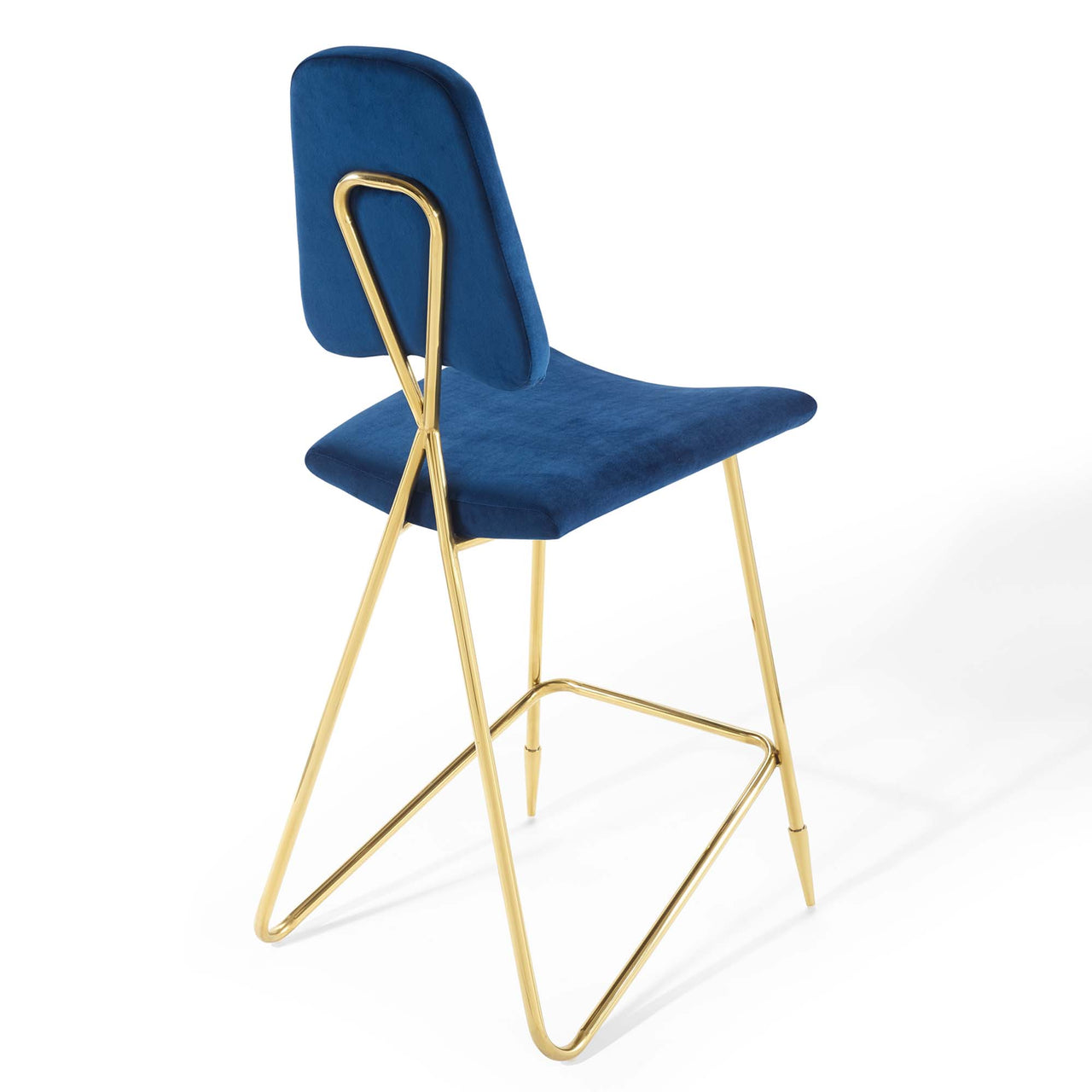 Direction Velvet Bar Stool Set of 2, Navy