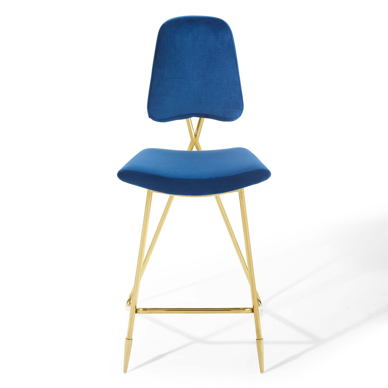 Direction Velvet Bar Stool Set of 2, Navy