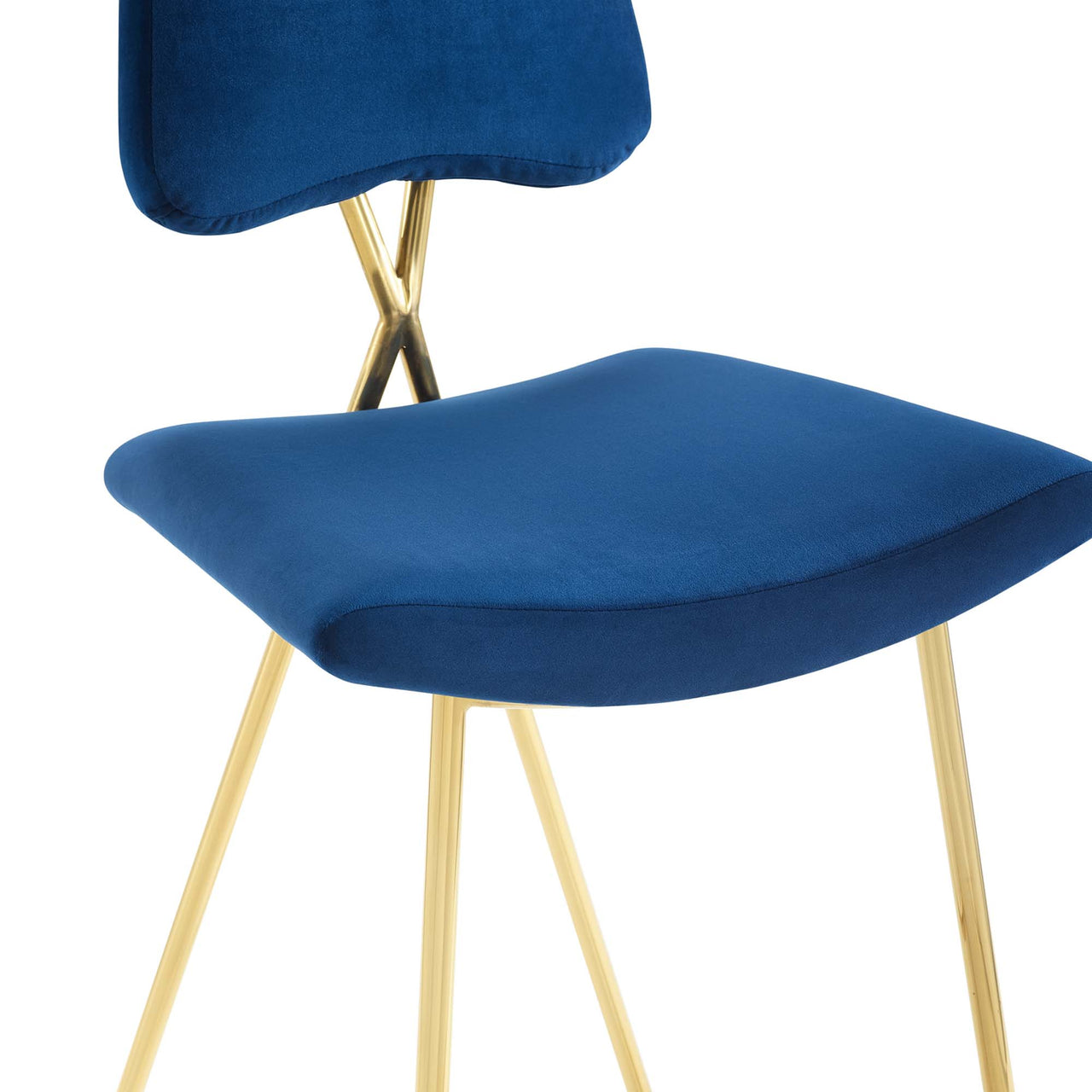 Direction Velvet Bar Stool Set of 2, Navy