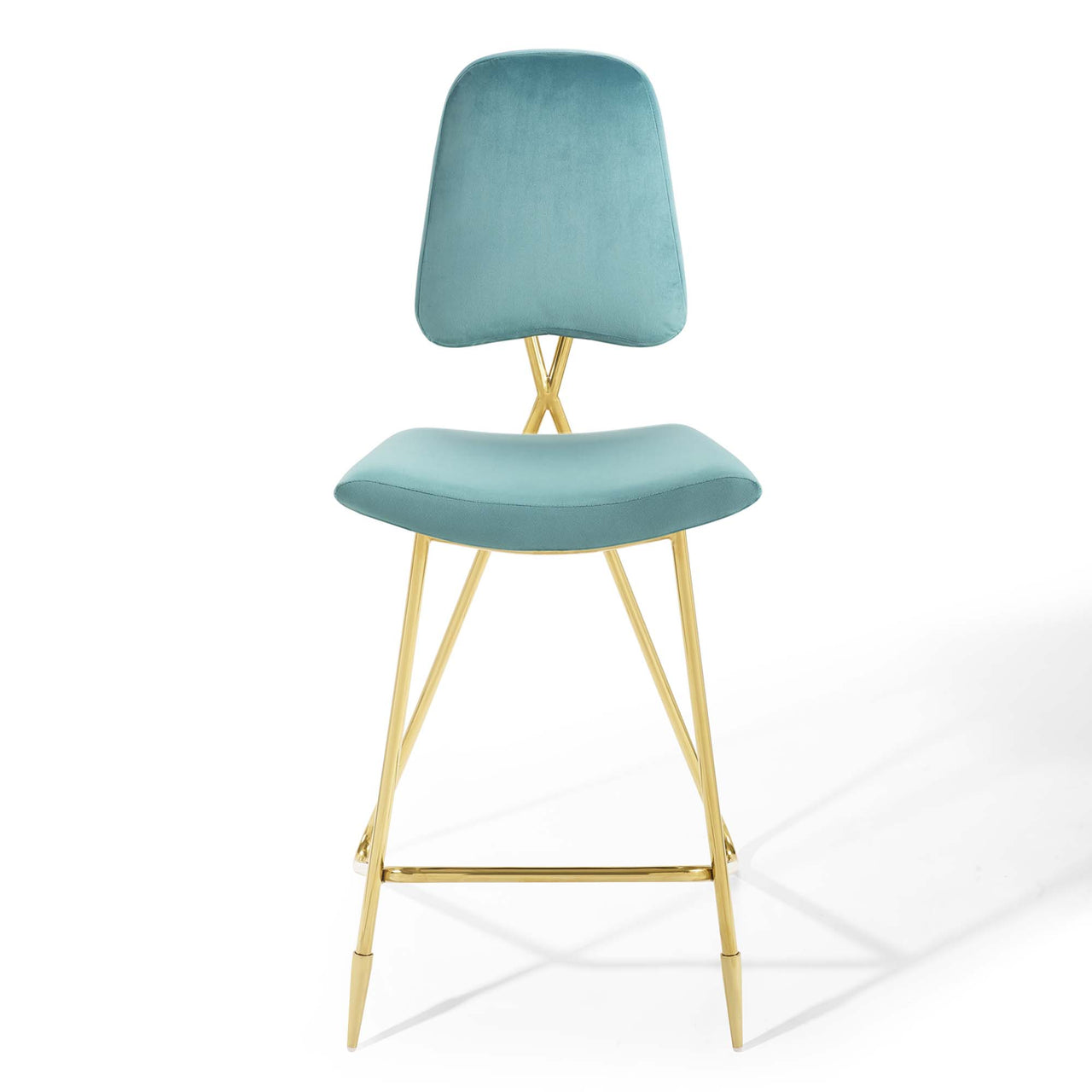 Direction Velvet Bar Stool Set of 2, Caspian Blue