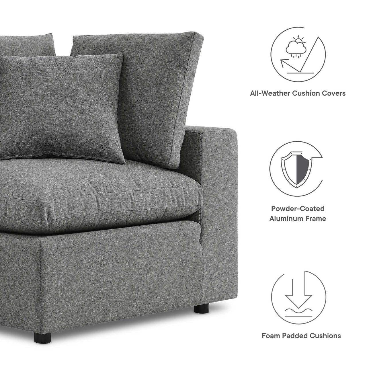 Angelic Alfresco Loveseat Sectional, Charcoal