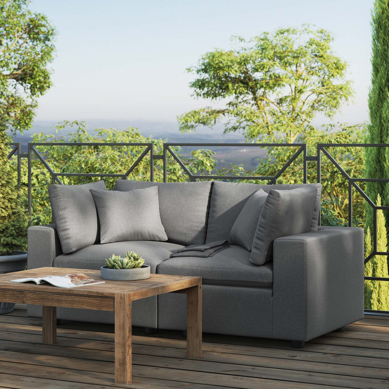 Angelic Alfresco Loveseat Sectional, Charcoal