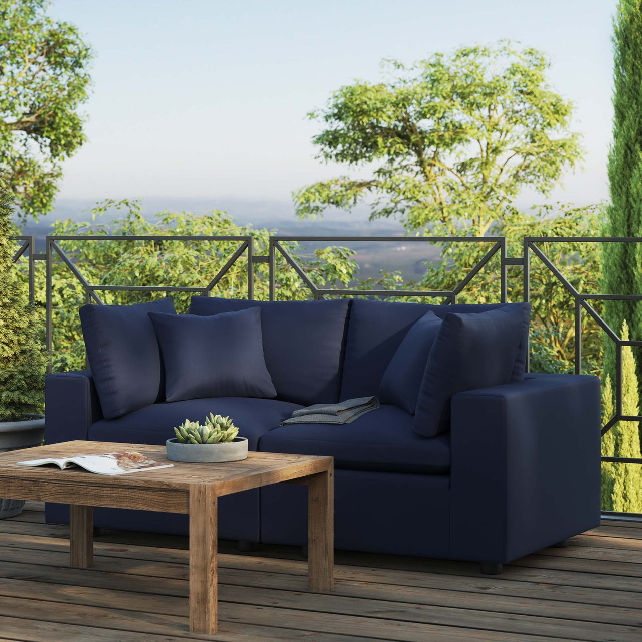 Angelic Alfresco Loveseat Sectional, Navy