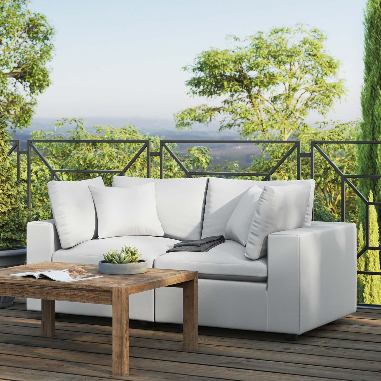 Angelic Alfresco Loveseat Sectional, White