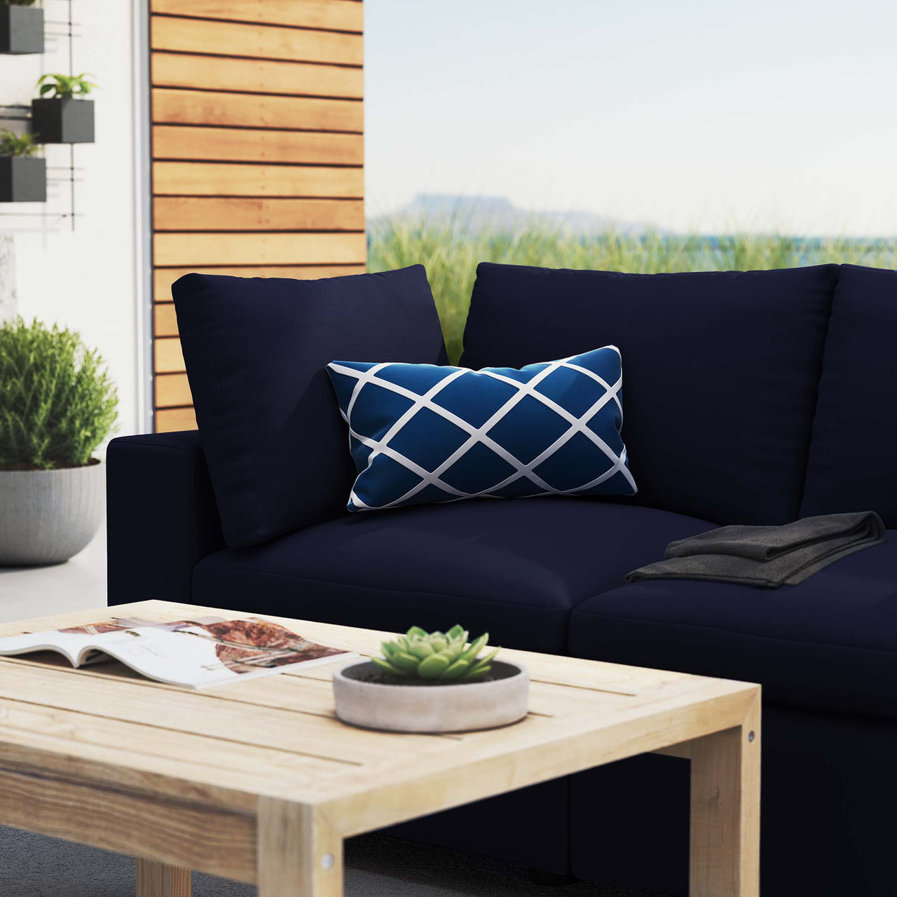 Angelic Sunbrella® Alfresco Loveseat Sectional, Navy