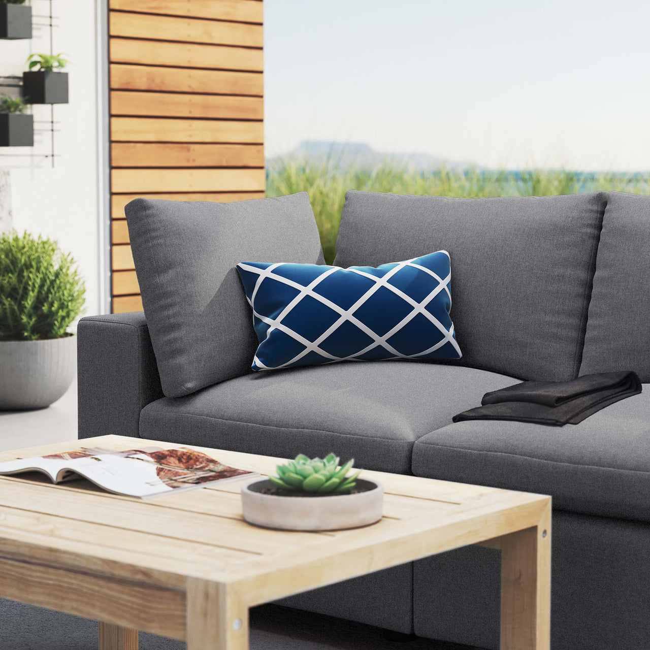 Angelic Sunbrella® Alfresco Loveseat Sectional, Gray
