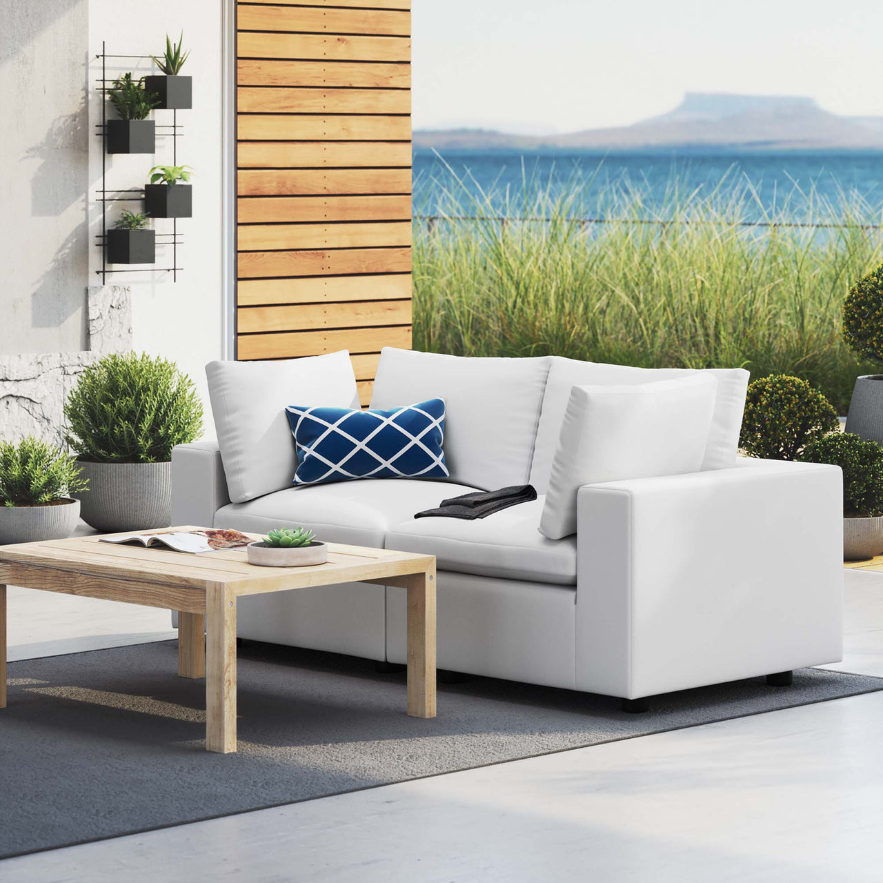 Angelic Sunbrella® Alfresco Loveseat Sectional, White