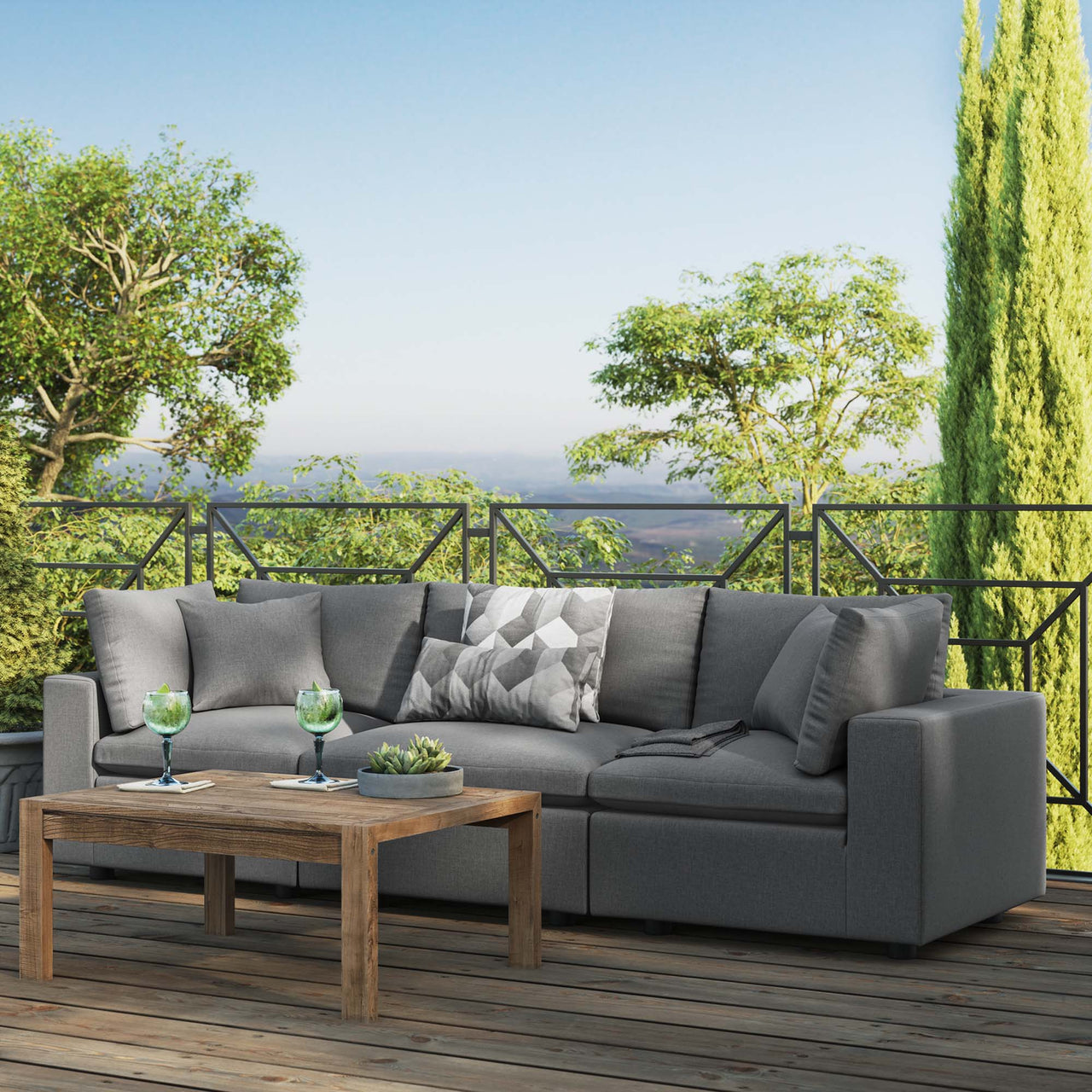Angelic Alfresco Sofa Sectional, Charcoal