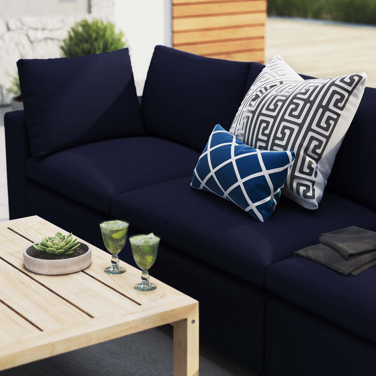 Angelic Sunbrella® Alfresco Sofa Sectional, Navy