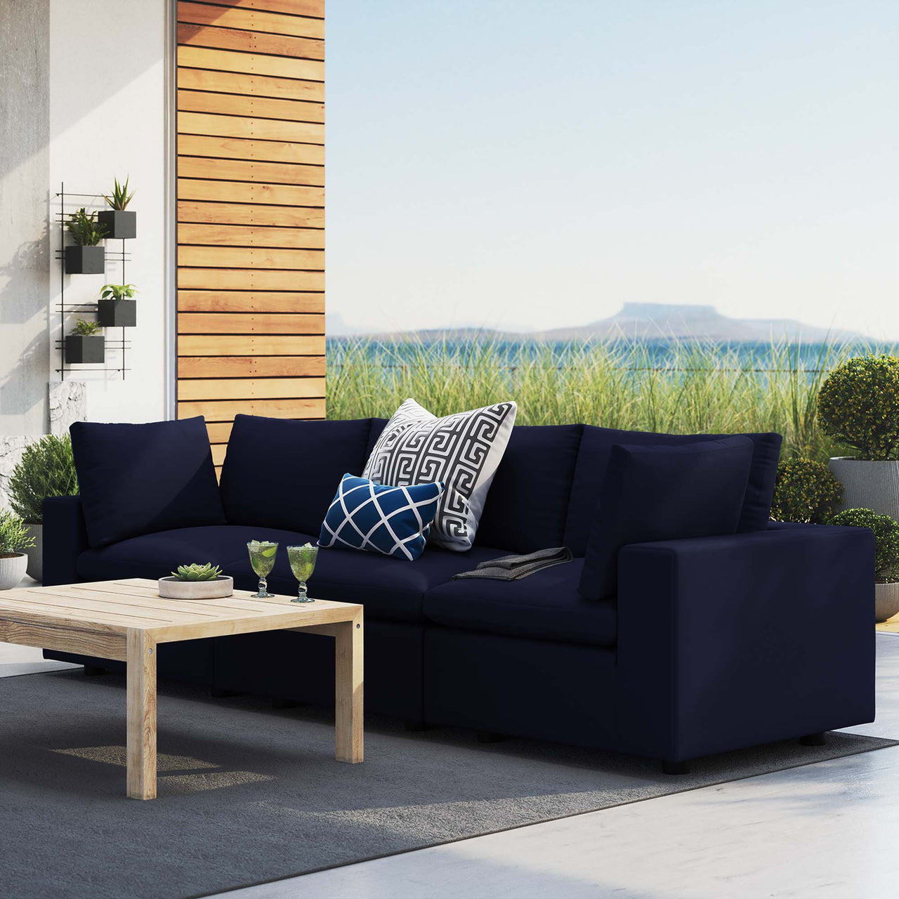 Angelic Sunbrella® Alfresco Sofa Sectional, Navy