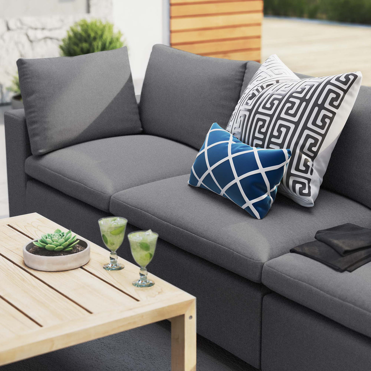 Angelic Sunbrella® Alfresco Sofa Sectional, Gray