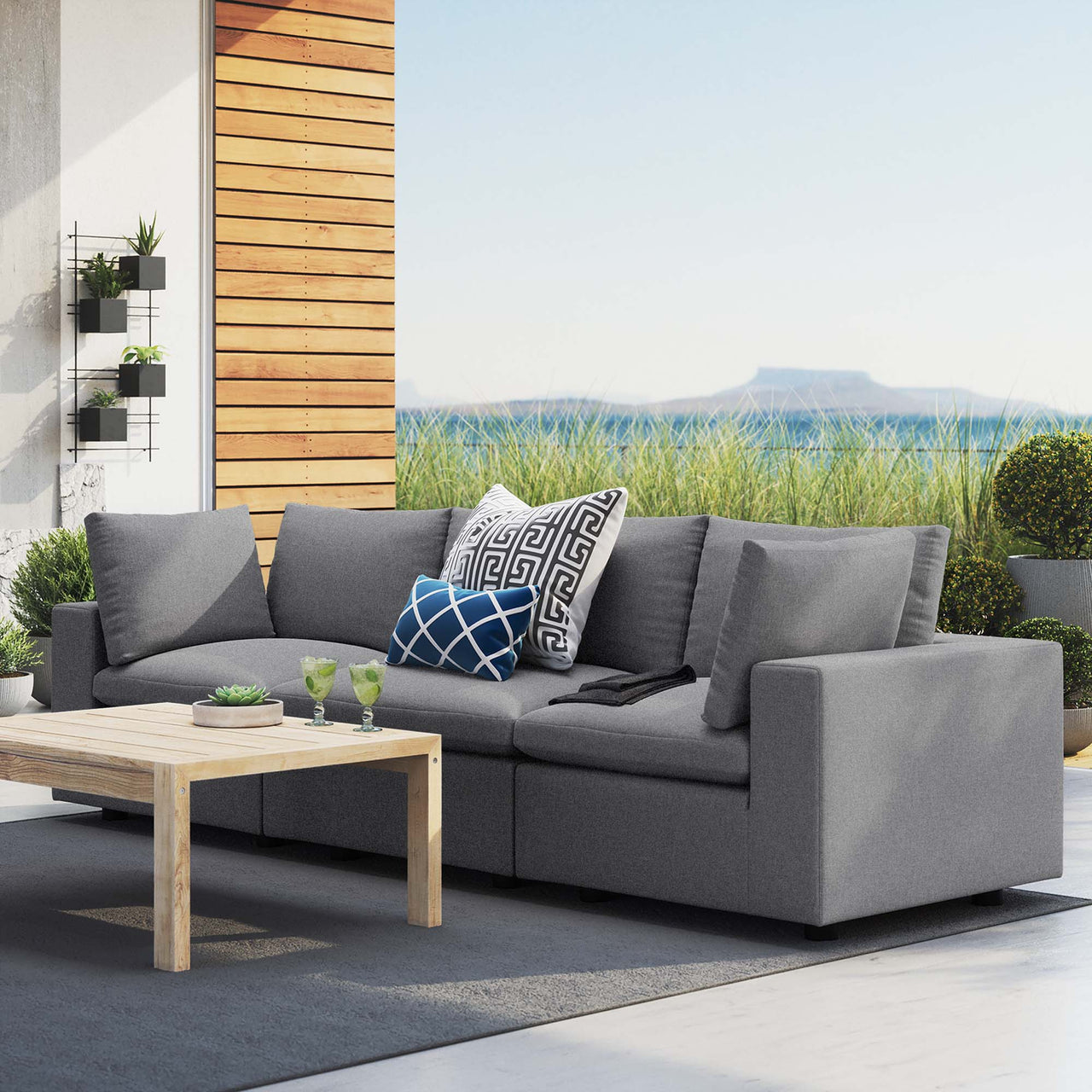 Angelic Sunbrella® Alfresco Sofa Sectional, Gray