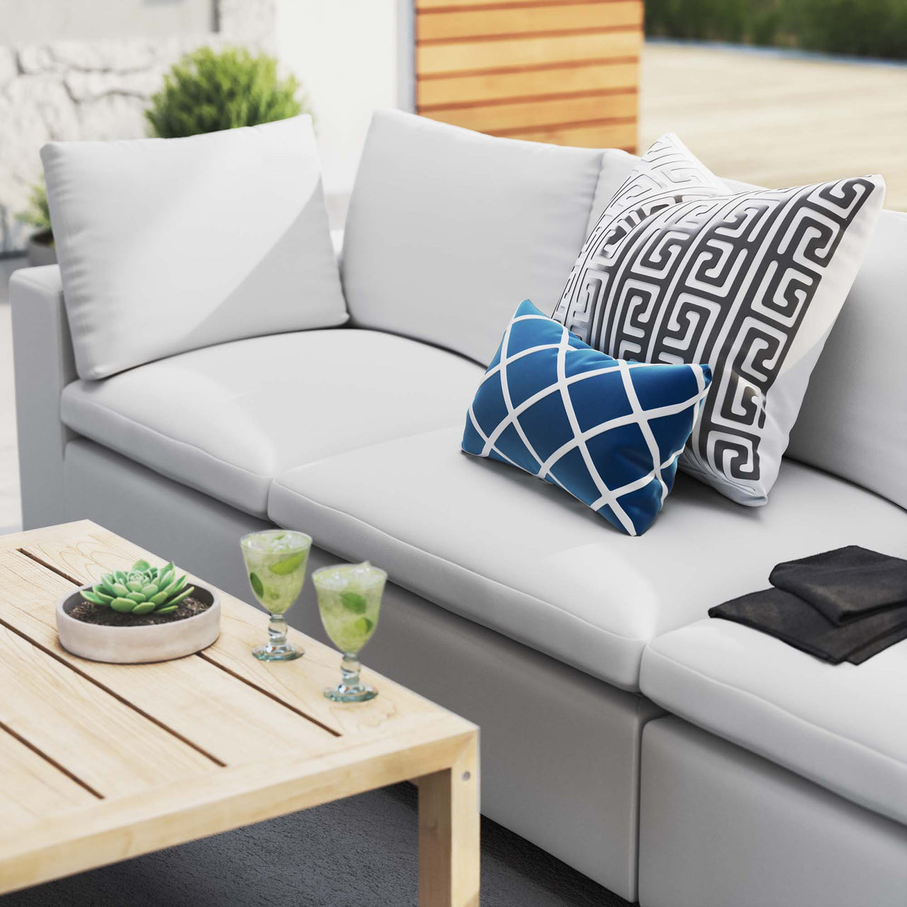 Angelic Sunbrella® Alfresco Sofa Sectional, White