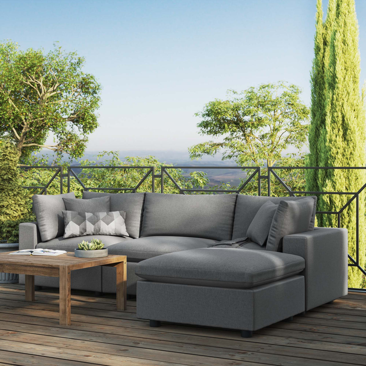 Angelic 4-Piece Alfresco Sectional, Charcoal