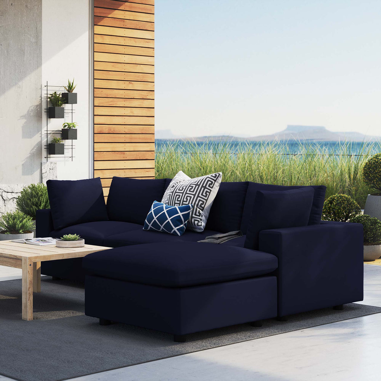 Angelic 4-Piece Sunbrella® Alfresco Sectional, Navy