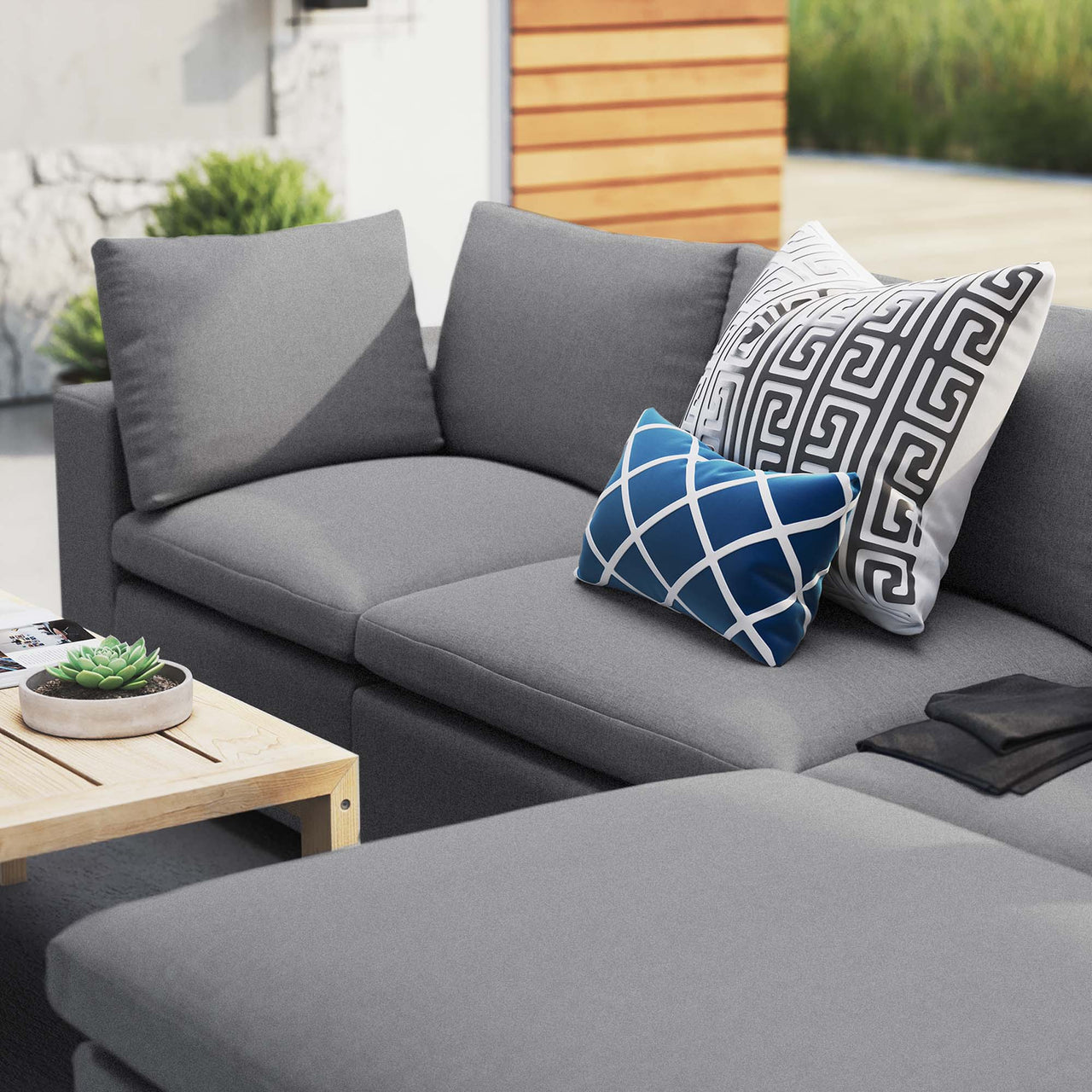 Angelic 4-Piece Sunbrella® Alfresco Sectional, Gray