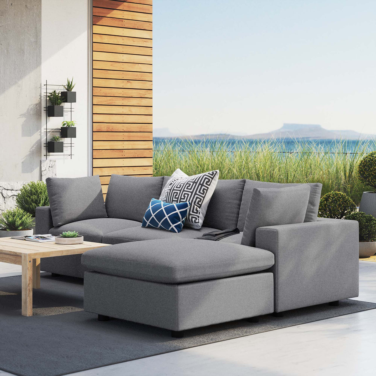 Angelic 4-Piece Sunbrella® Alfresco Sectional, Gray
