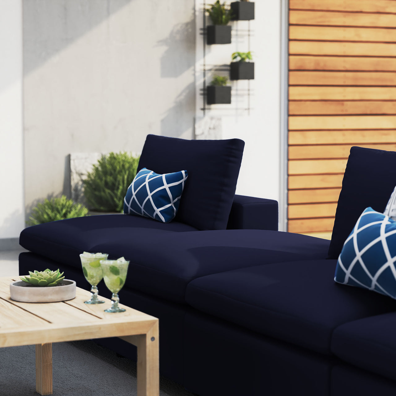 Angelic 4-Piece Sunbrella® Alfresco Sofa Sectional, Navy