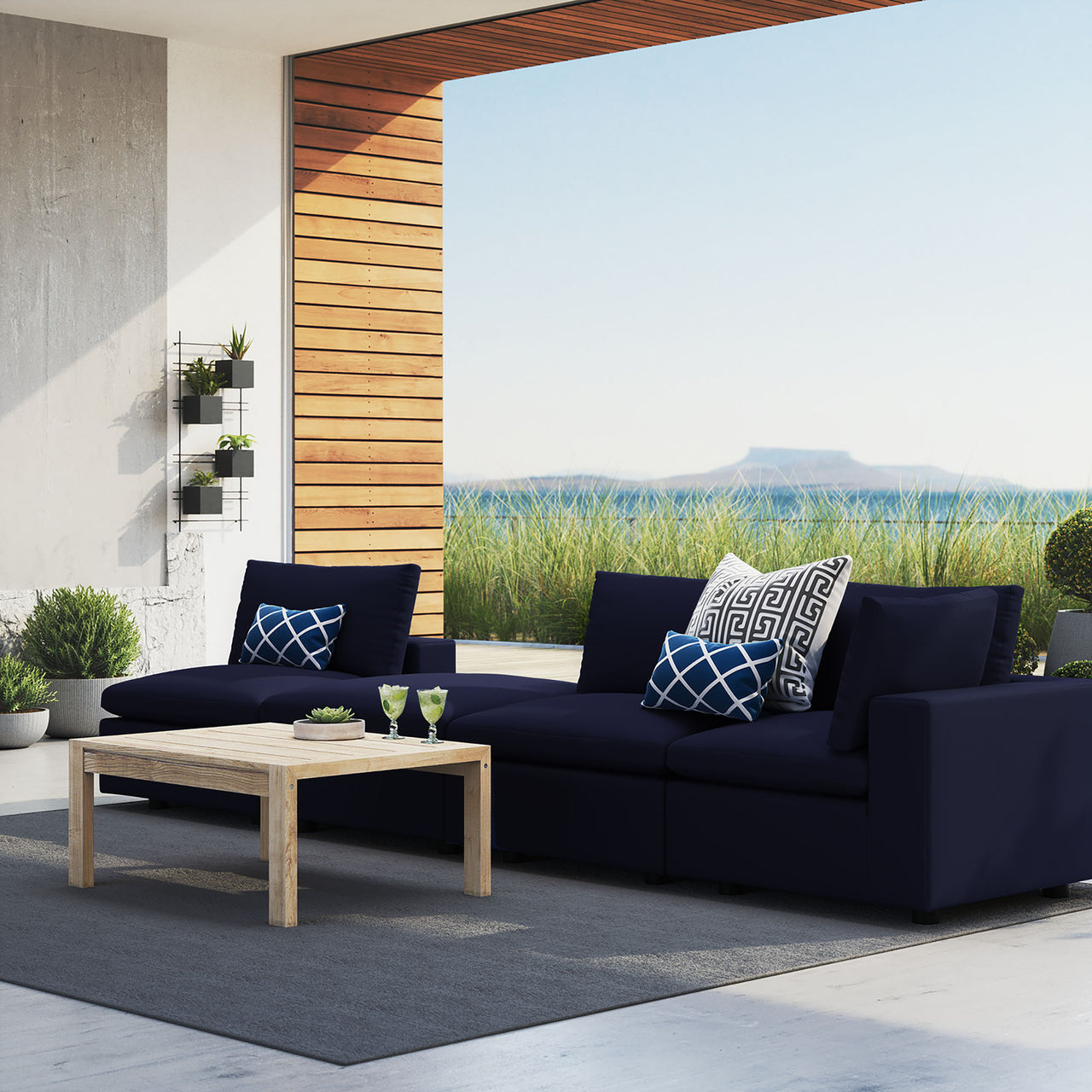 Angelic 4-Piece Sunbrella® Alfresco Sofa Sectional, Navy