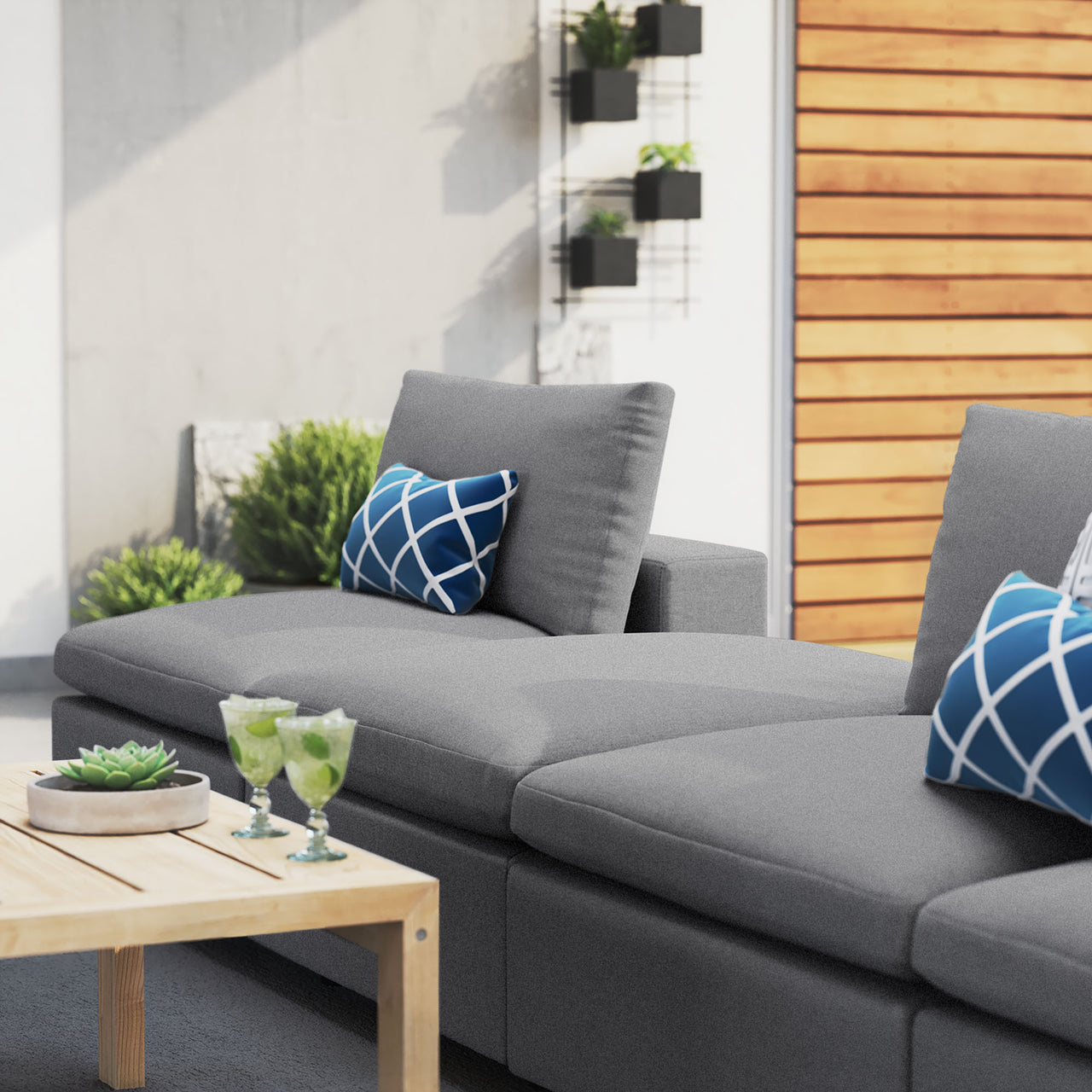 Angelic 4-Piece Sunbrella® Alfresco Sofa Sectional, Gray