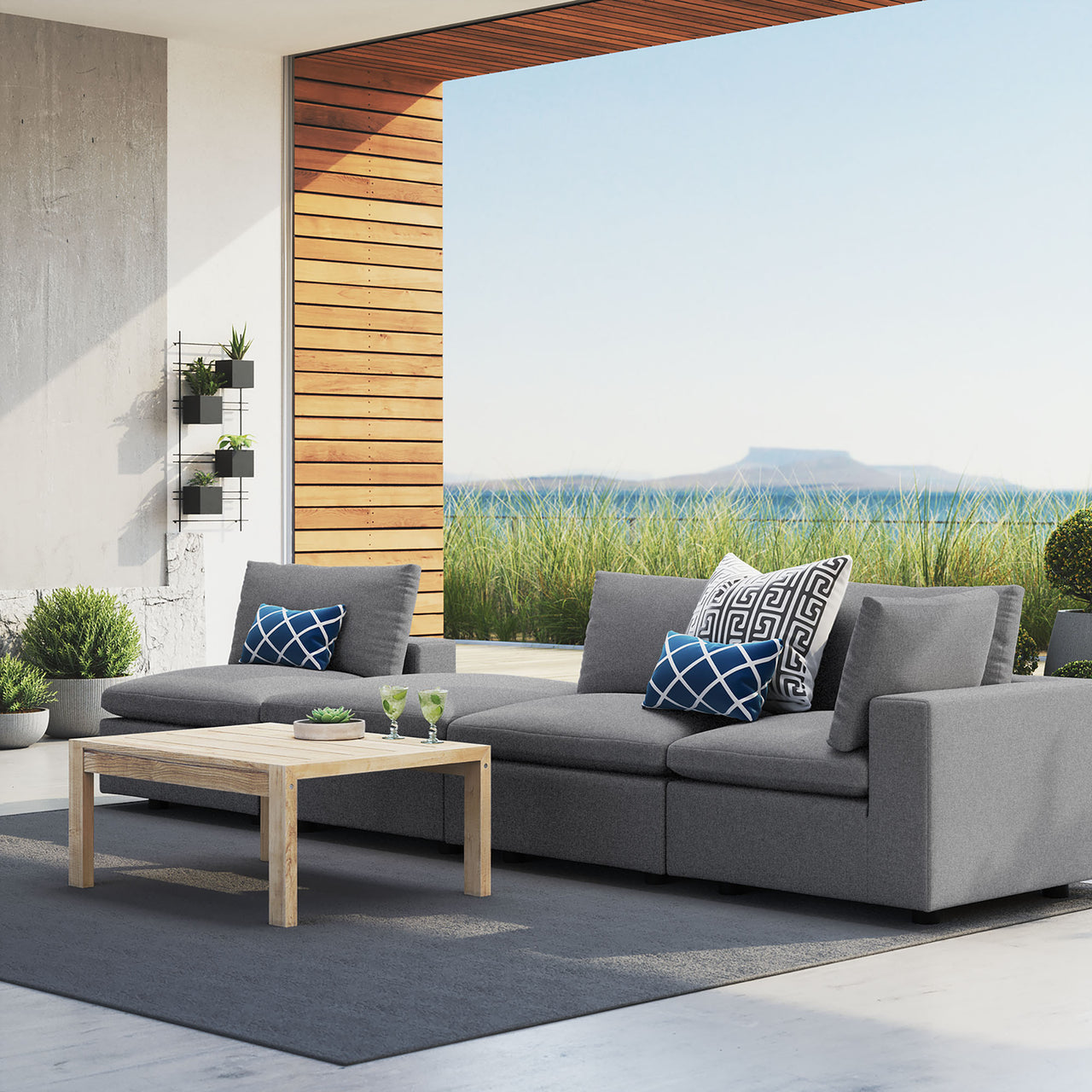 Angelic 4-Piece Sunbrella® Alfresco Sofa Sectional, Gray