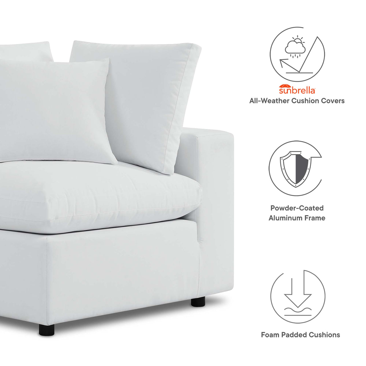 Angelic 4-Piece Sunbrella® Alfresco Sofa Sectional, White