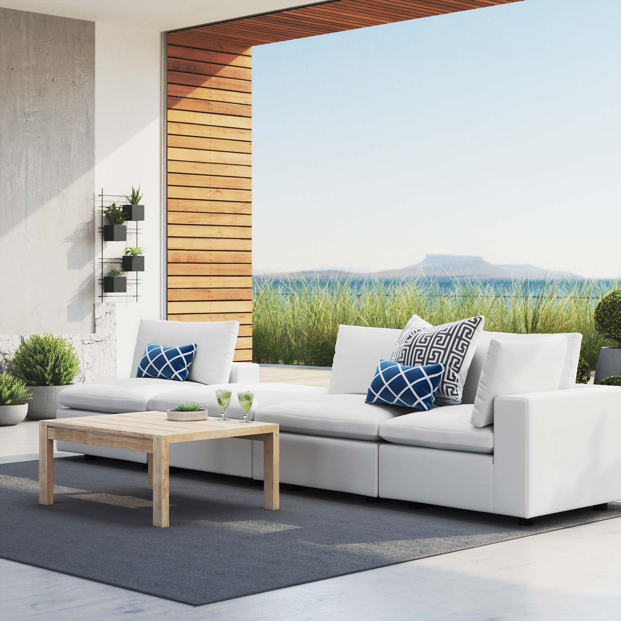Angelic 4-Piece Sunbrella® Alfresco Sofa Sectional, White