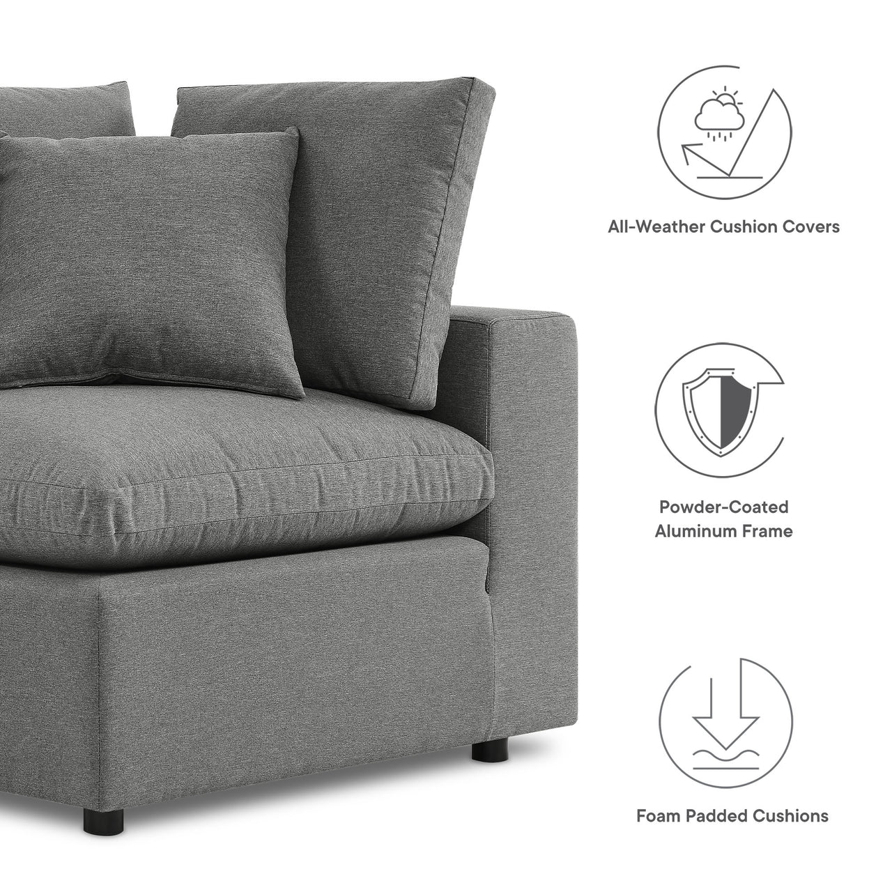 Angelic 5-Piece Alfresco Sectional, Charcoal
