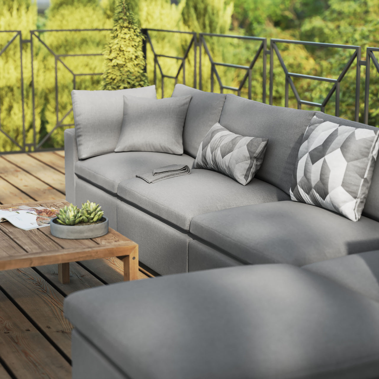 Angelic 5-Piece Alfresco Sectional, Charcoal