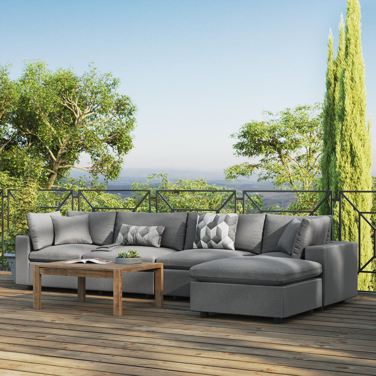 Angelic 5-Piece Alfresco Sectional, Charcoal