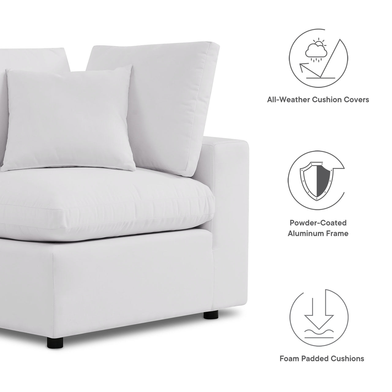 Angelic 5-Piece Alfresco Sectional, White