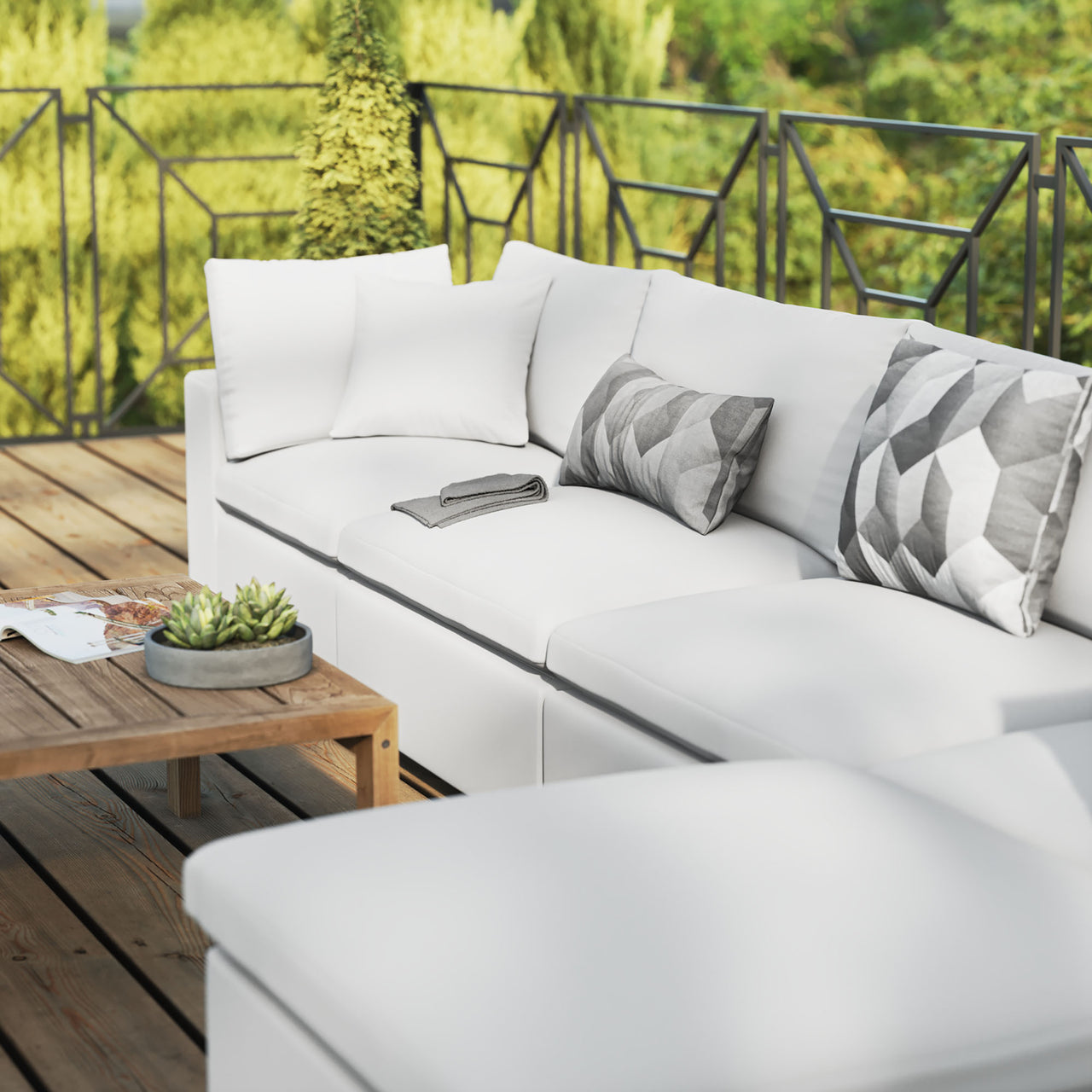 Angelic 5-Piece Alfresco Sectional, White