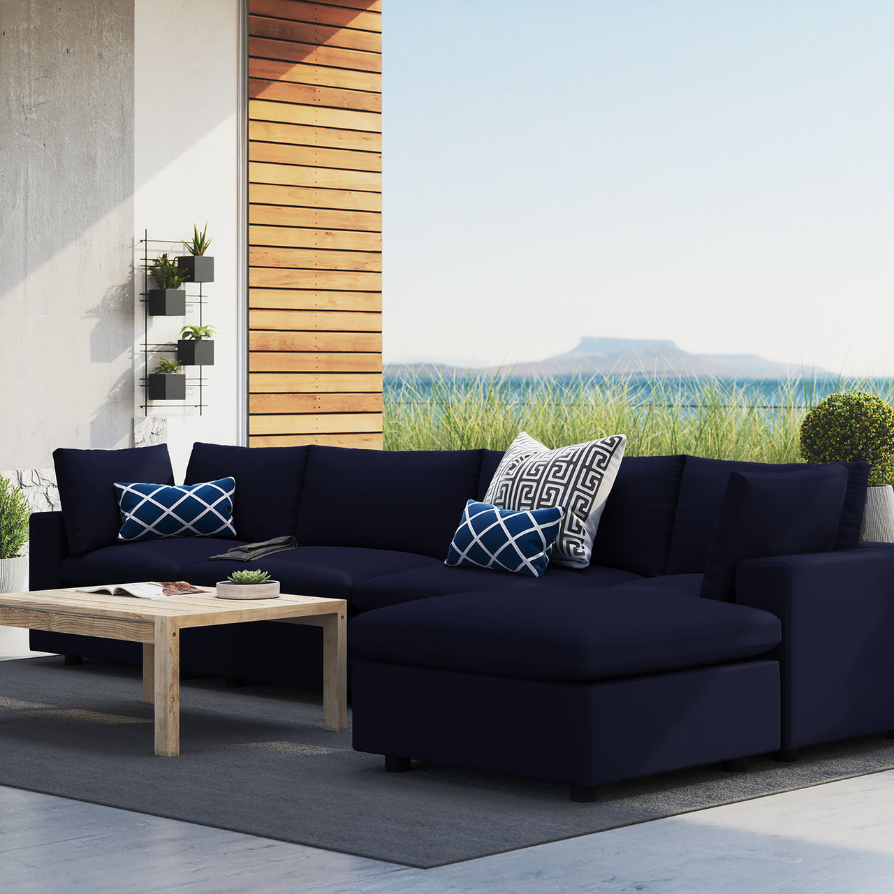 Angelic 5-Piece Sunbrella® Alfresco Sectional, Navy