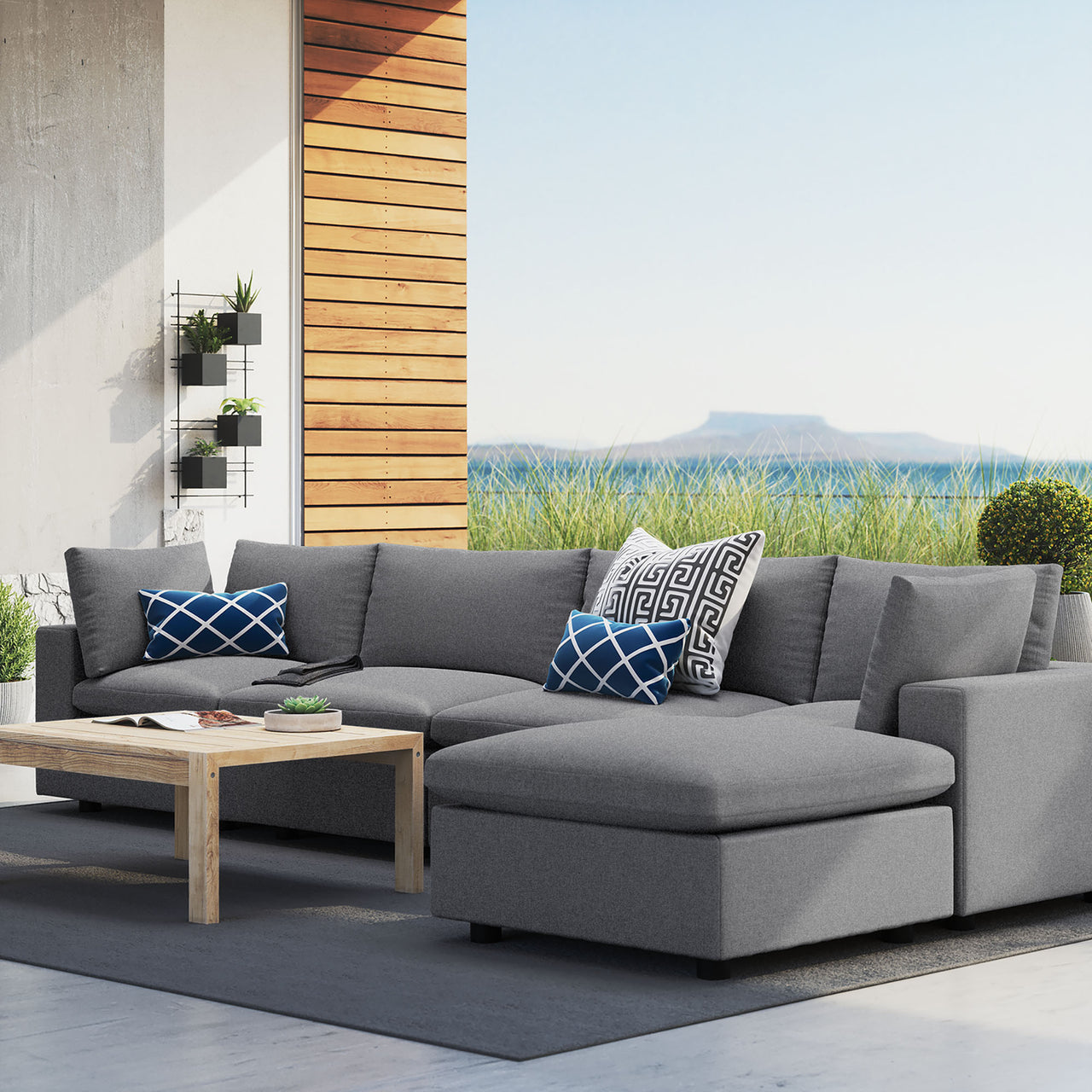Angelic 5-Piece Sunbrella® Alfresco Sectional, Gray