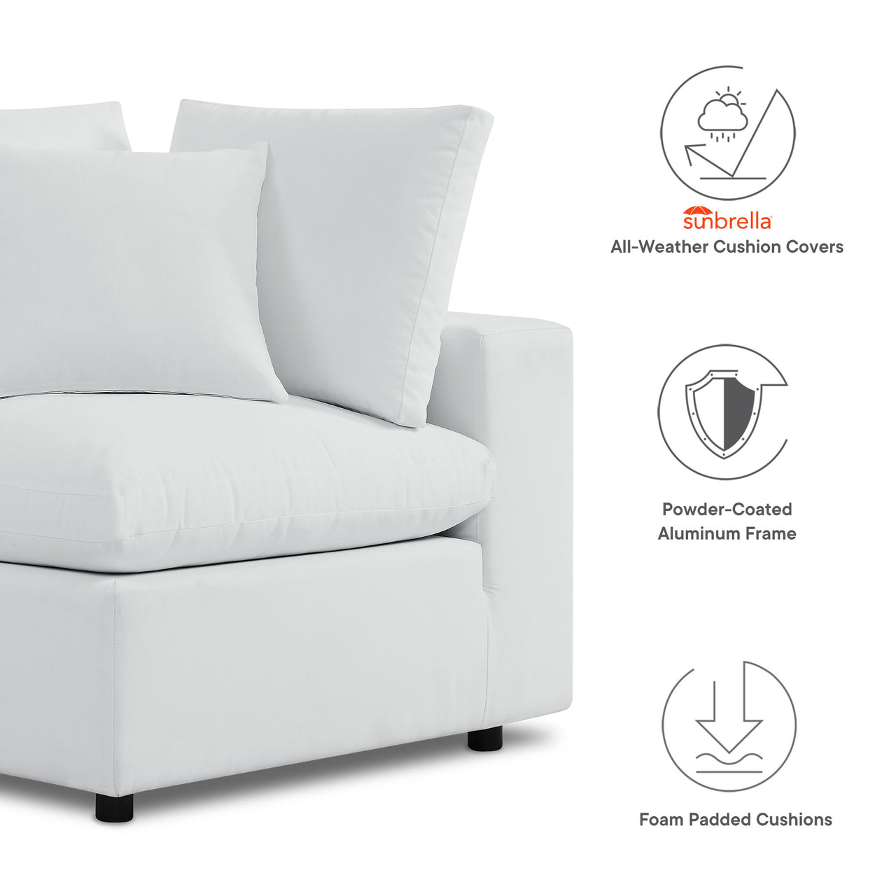 Angelic 5-Piece Sunbrella® Alfresco Sectional, White