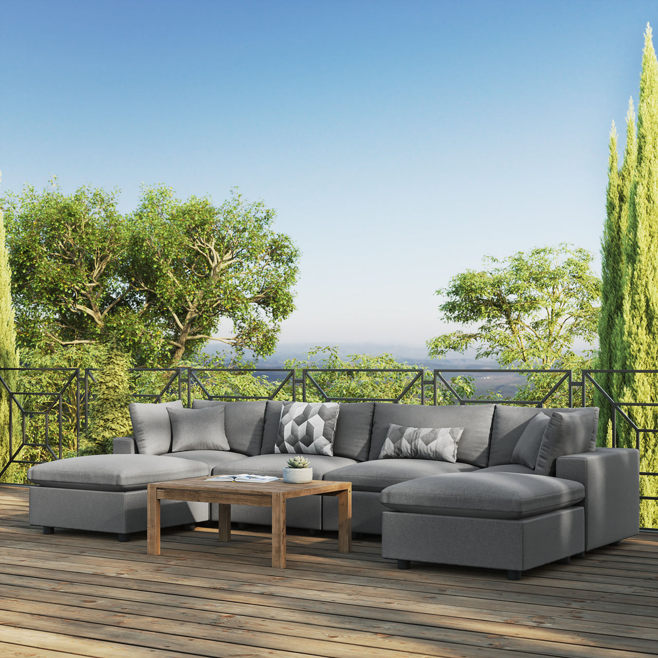 Angelic 6-Piece Alfresco Sectional, Charcoal