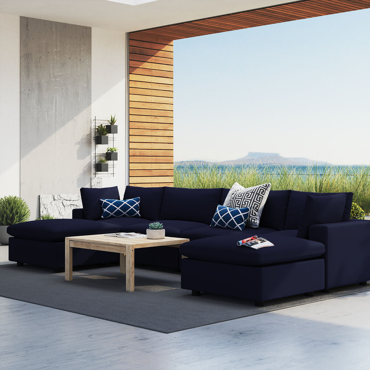 Angelic 6-Piece Sunbrella® Alfresco Sectional, Navy