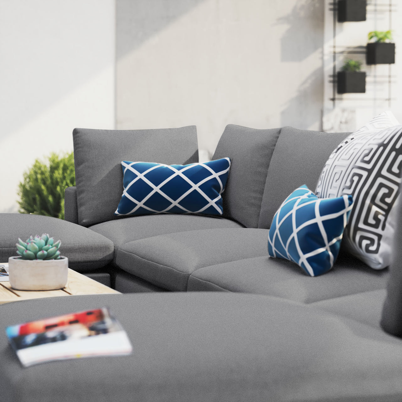 Angelic 6-Piece Sunbrella® Alfresco Sectional, Gray