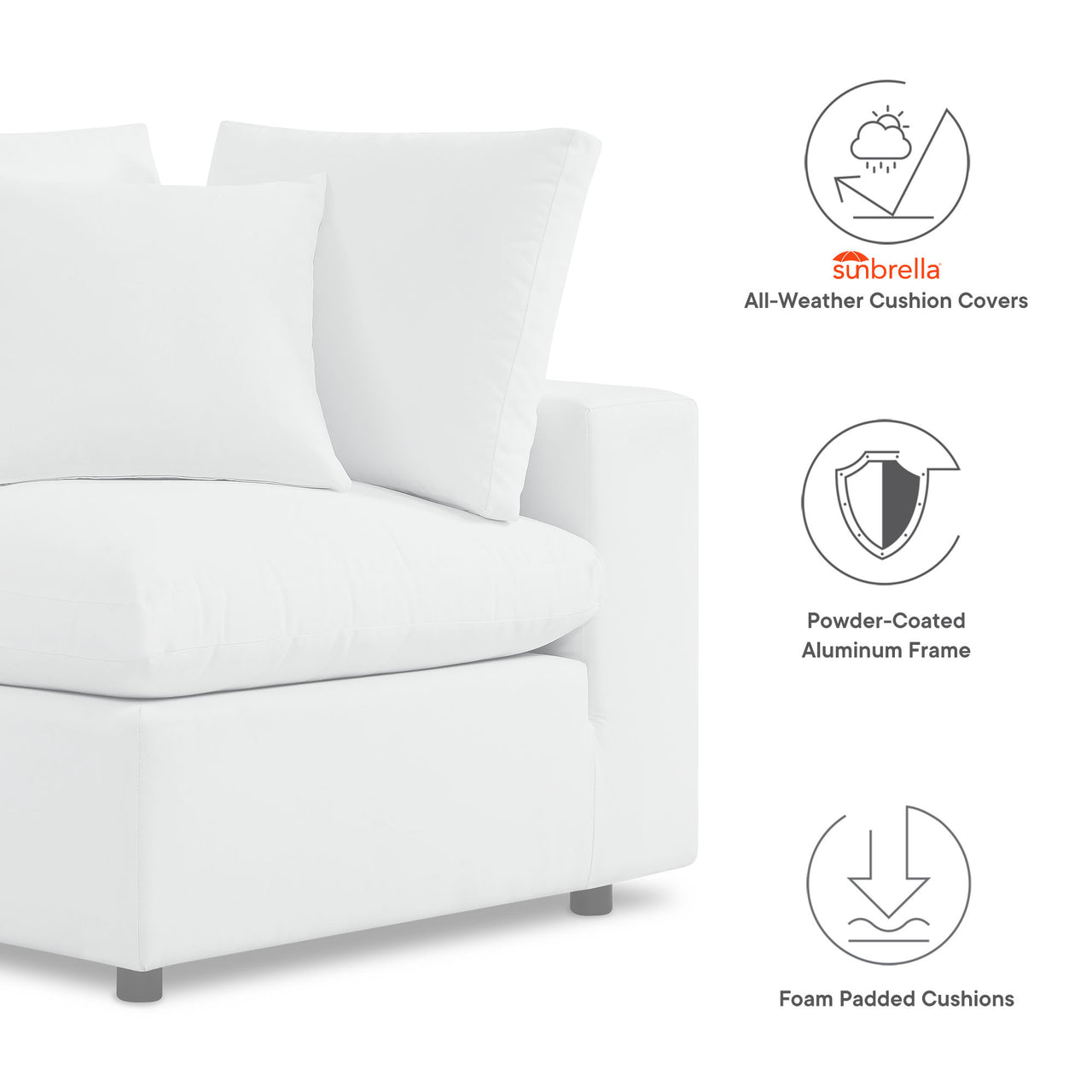 Angelic 6-Piece Sunbrella® Alfresco Sectional, White