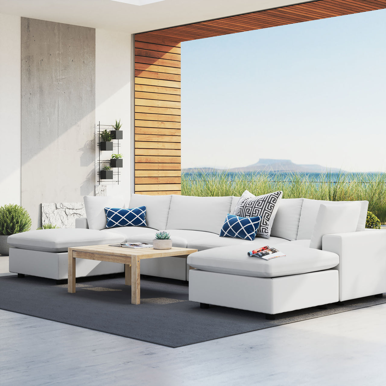 Angelic 6-Piece Sunbrella® Alfresco Sectional, White
