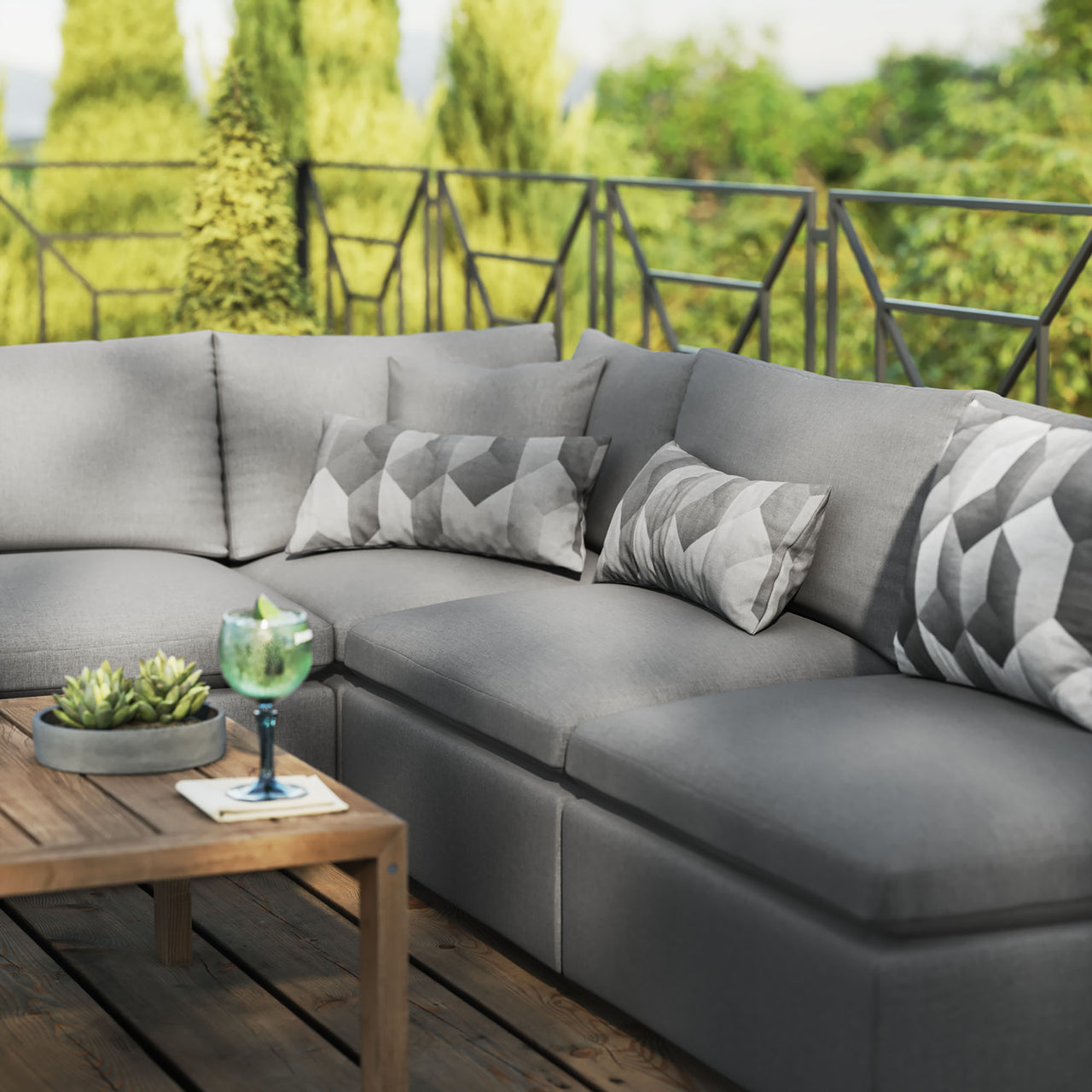 Angelic 5-Piece Alfresco Sectional, Charcoal