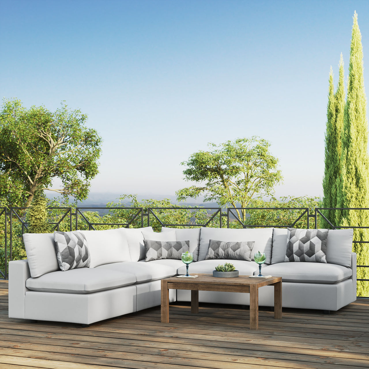 Angelic 5-Piece Alfresco Sectional, White
