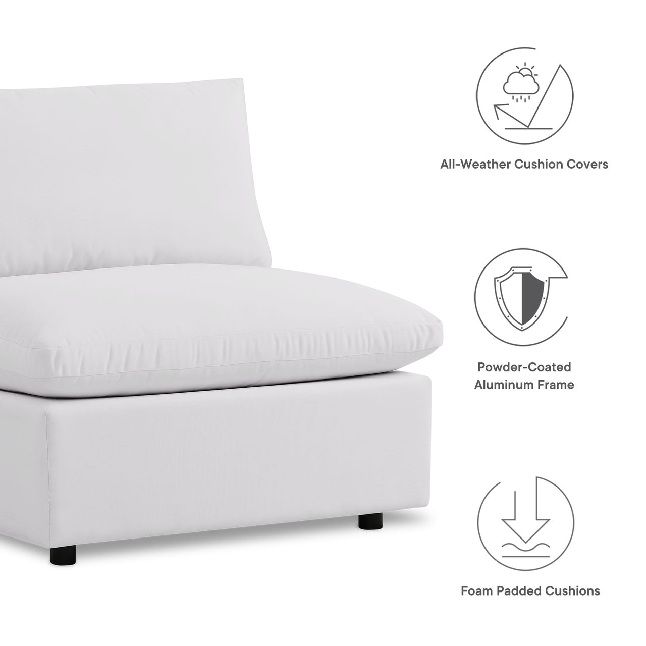 Angelic 5-Piece Alfresco Sectional, White